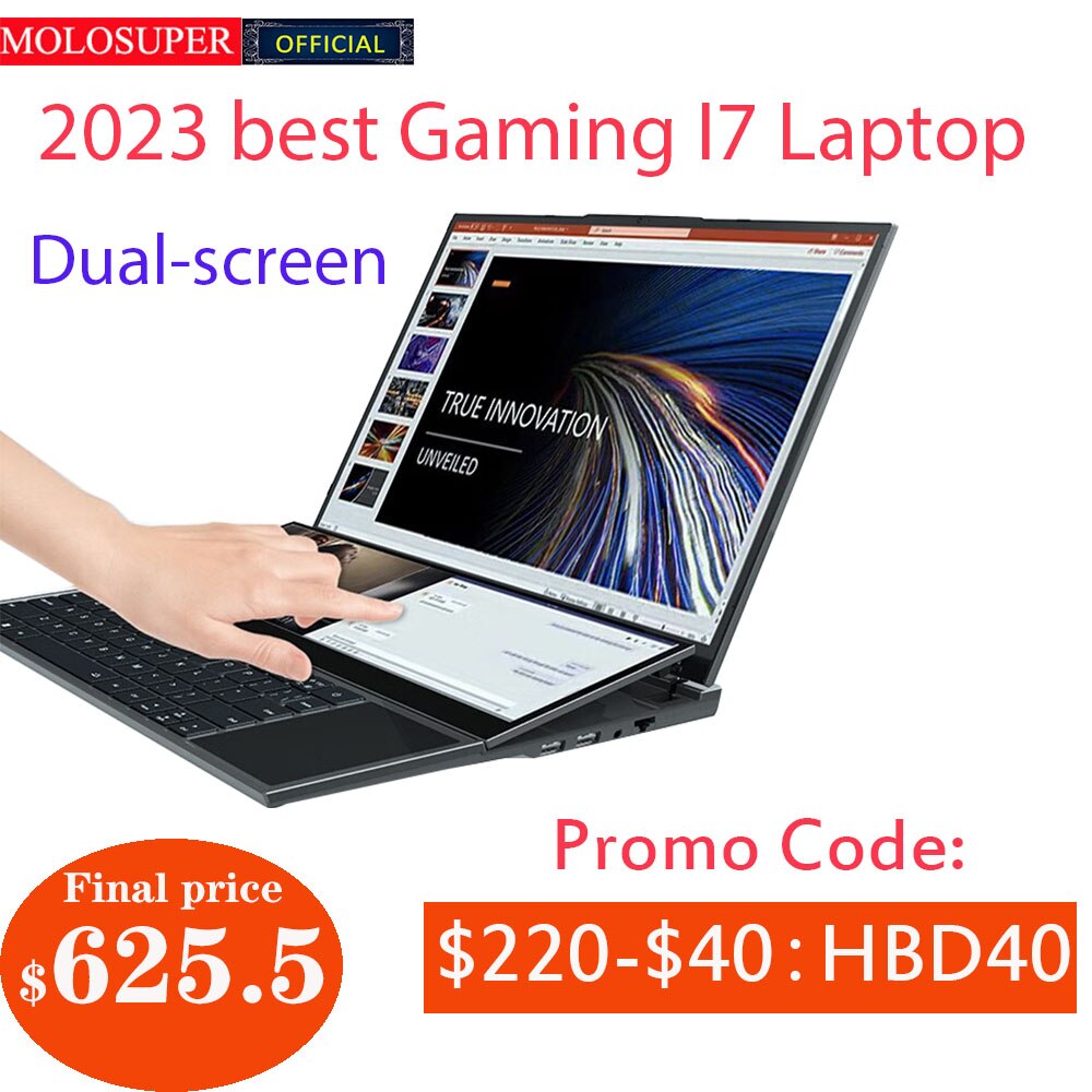 Dual-screen Laptop 14 inch Touch LCD 32GB/16GB/8GB RAM 2TB/1TB/512GB SSD  I7 10th Generation 6 Cores Gaming Laptops Notebook